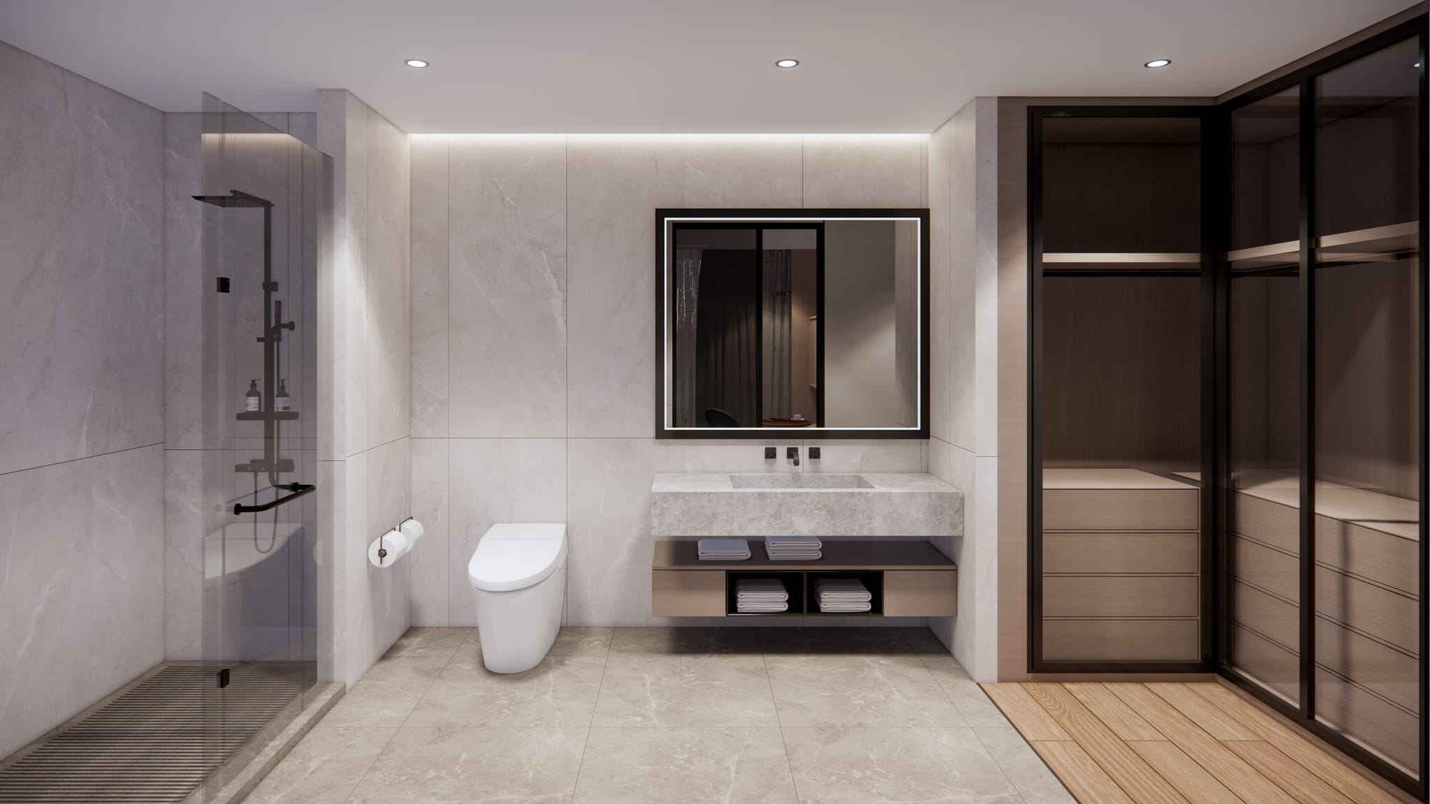 Refined material detailing in an ESP residence ensuite